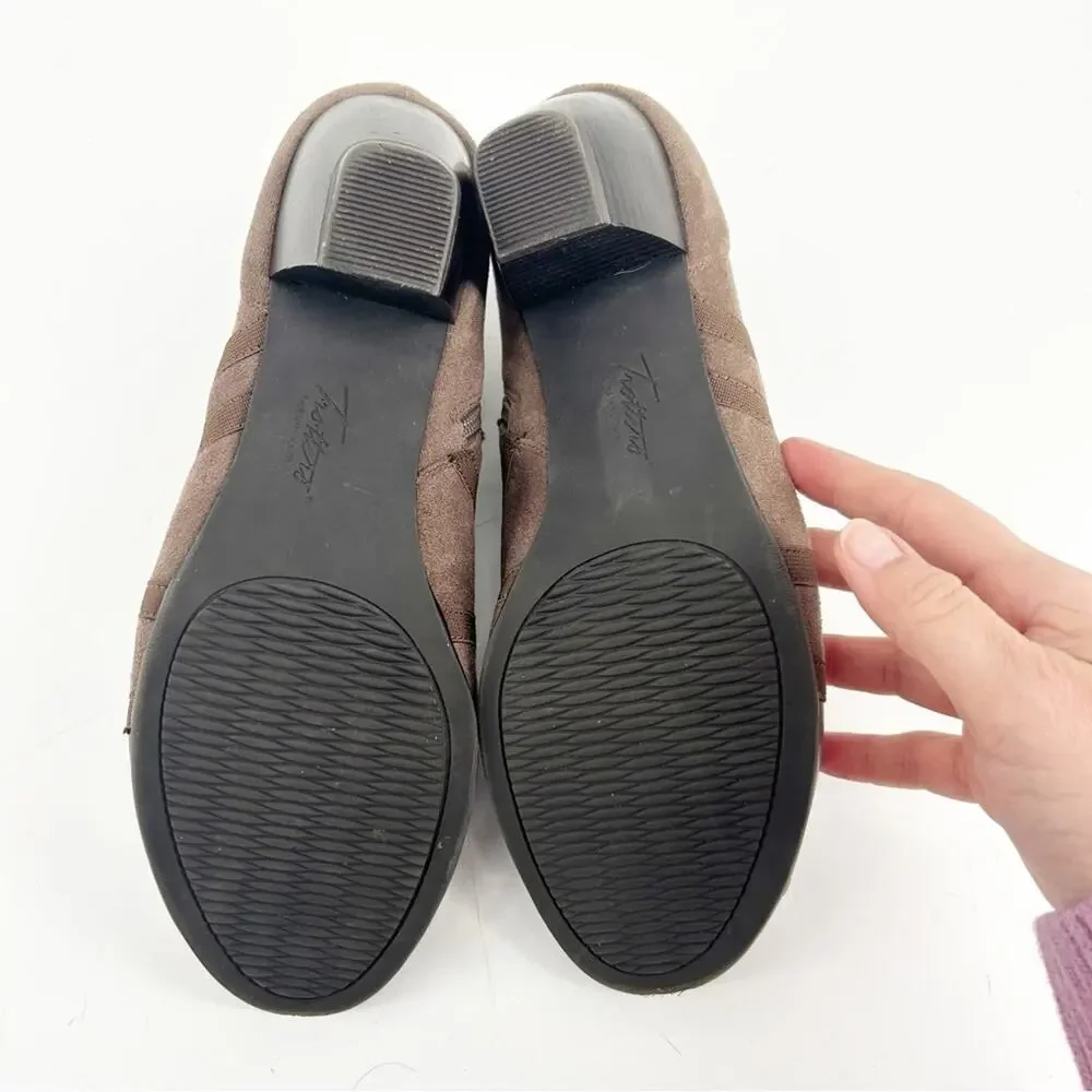 Trotters Maris Taupe Peep Toe Booties Size 9.5W‎